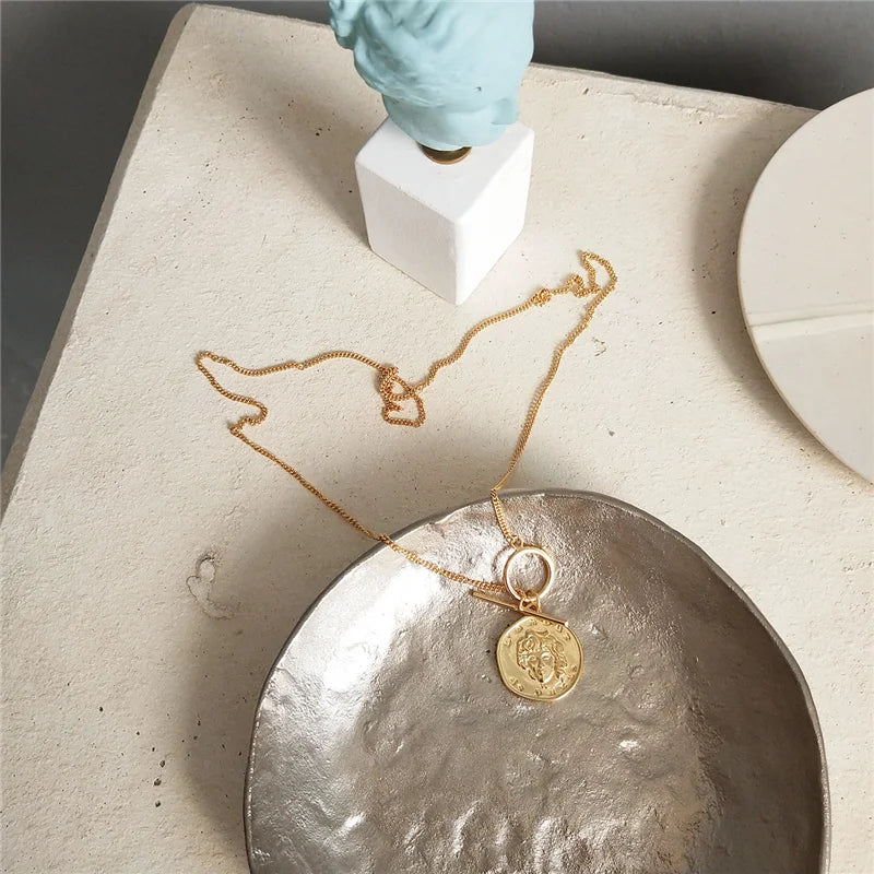 Silver Round Gothic Choker Pendant Necklace