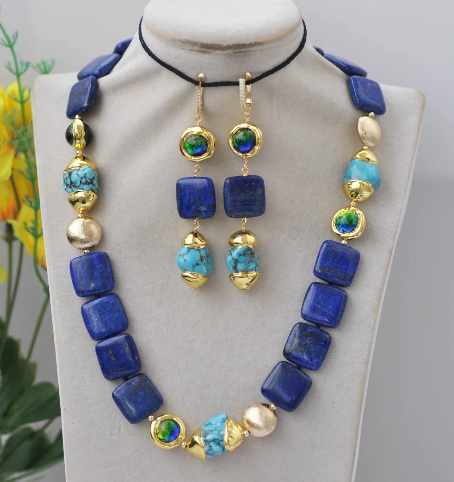 Baroque Turquoise Lapis Lazuli Necklace