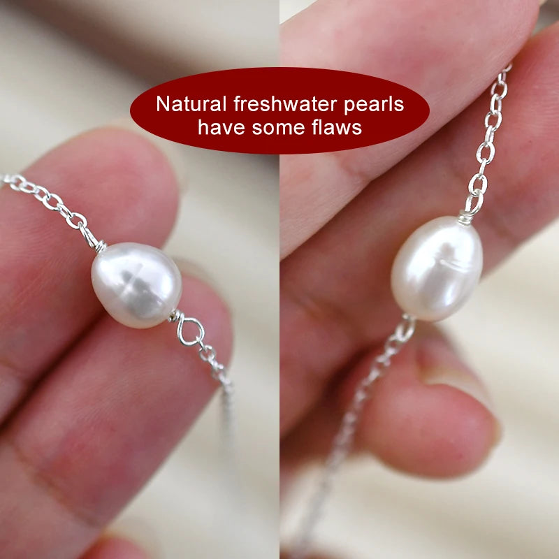 Silver Natural Freshwater Pearl Double Necklace