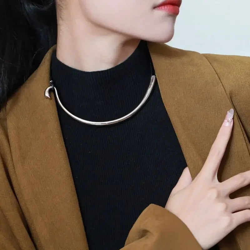 Black Sheepskin Rope Silver Minimalist Necklace & Bracelet