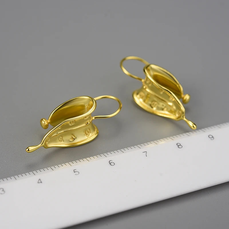 18K Gold Clock Dangle Earrings – 925 Sterling Silver the "Eternity of Memory" collection