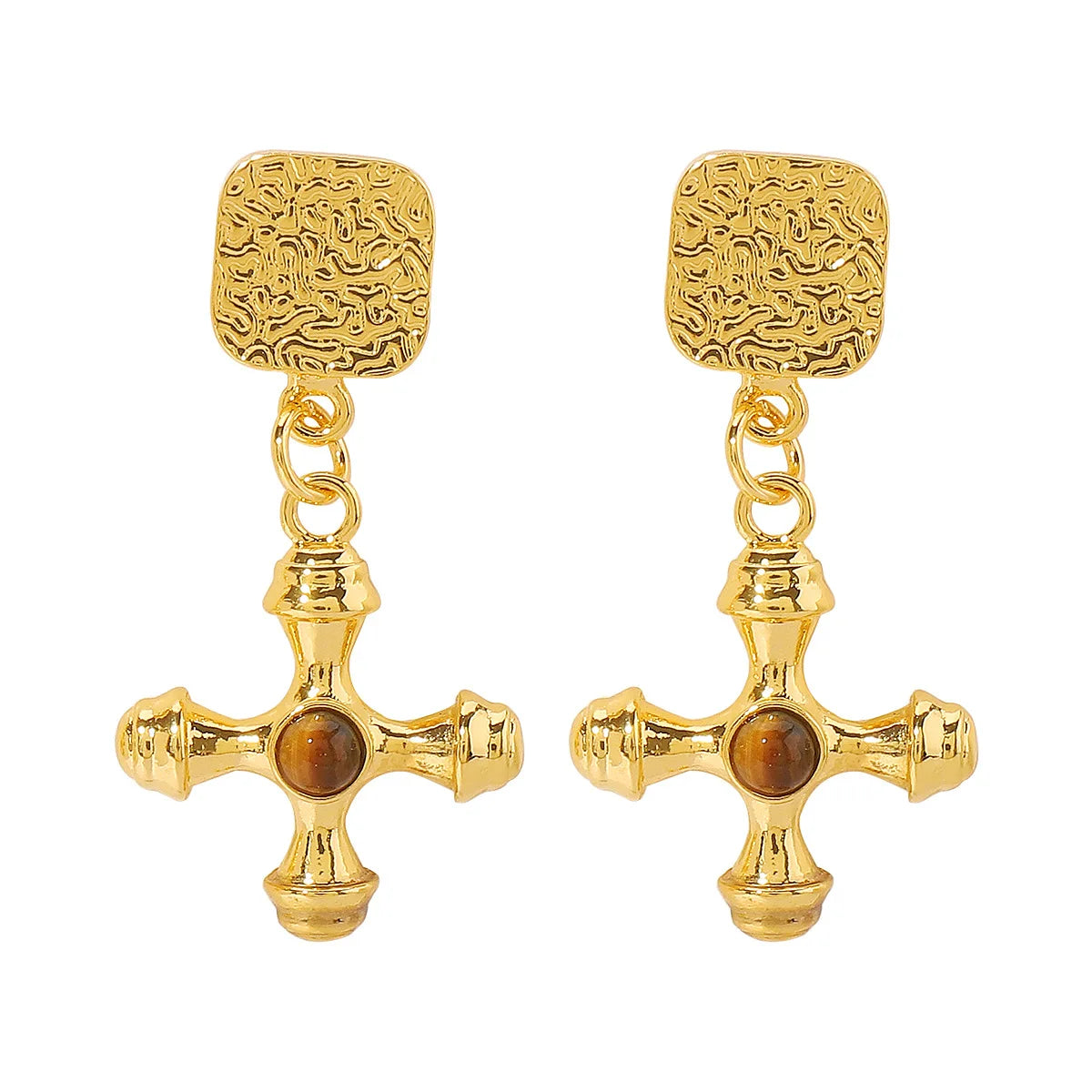 18K Gold Plated Stainless Steel Cross Earrings Stud