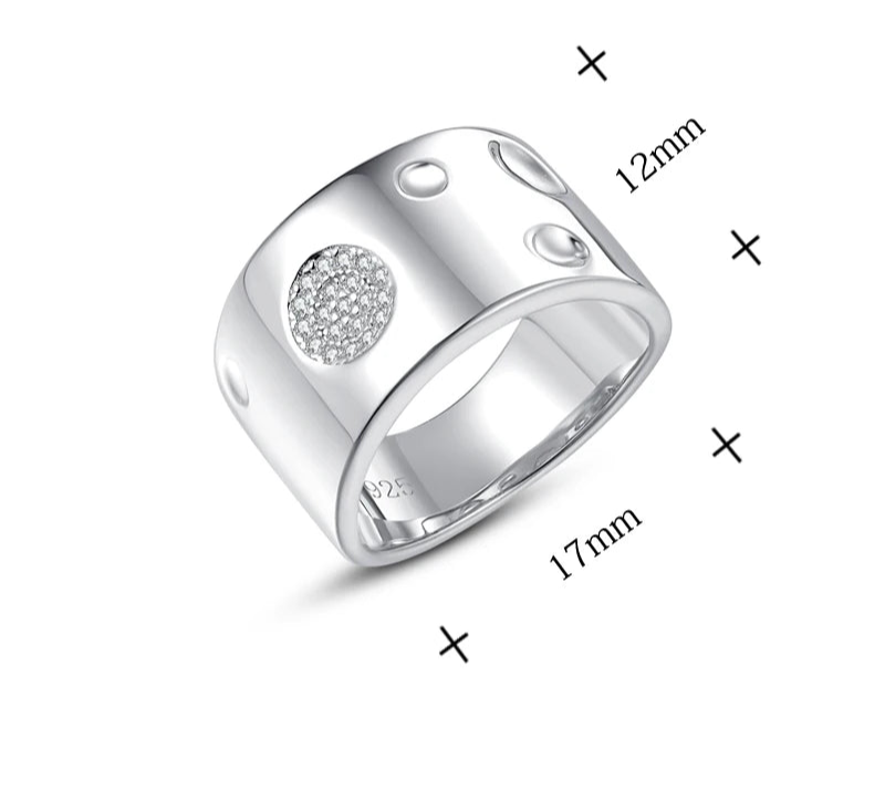 Silver Zircon Wide Ring