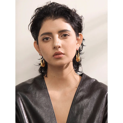 High-Quality Stainless Steel Geometric Hoop Earrings – 18K PVD Plated Textured Statement