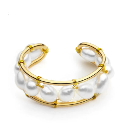 925 Silver Pearl Ring – 18K Gold Plated Handmade with Natural Pearls