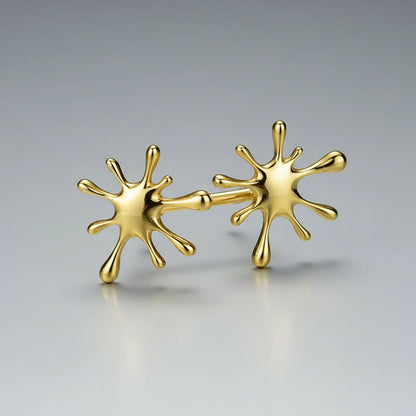 925 Sterling Silver Splashing Metal Stud Earrings