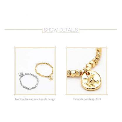 Crushed Golden Block Bracelet Femme Gold Color