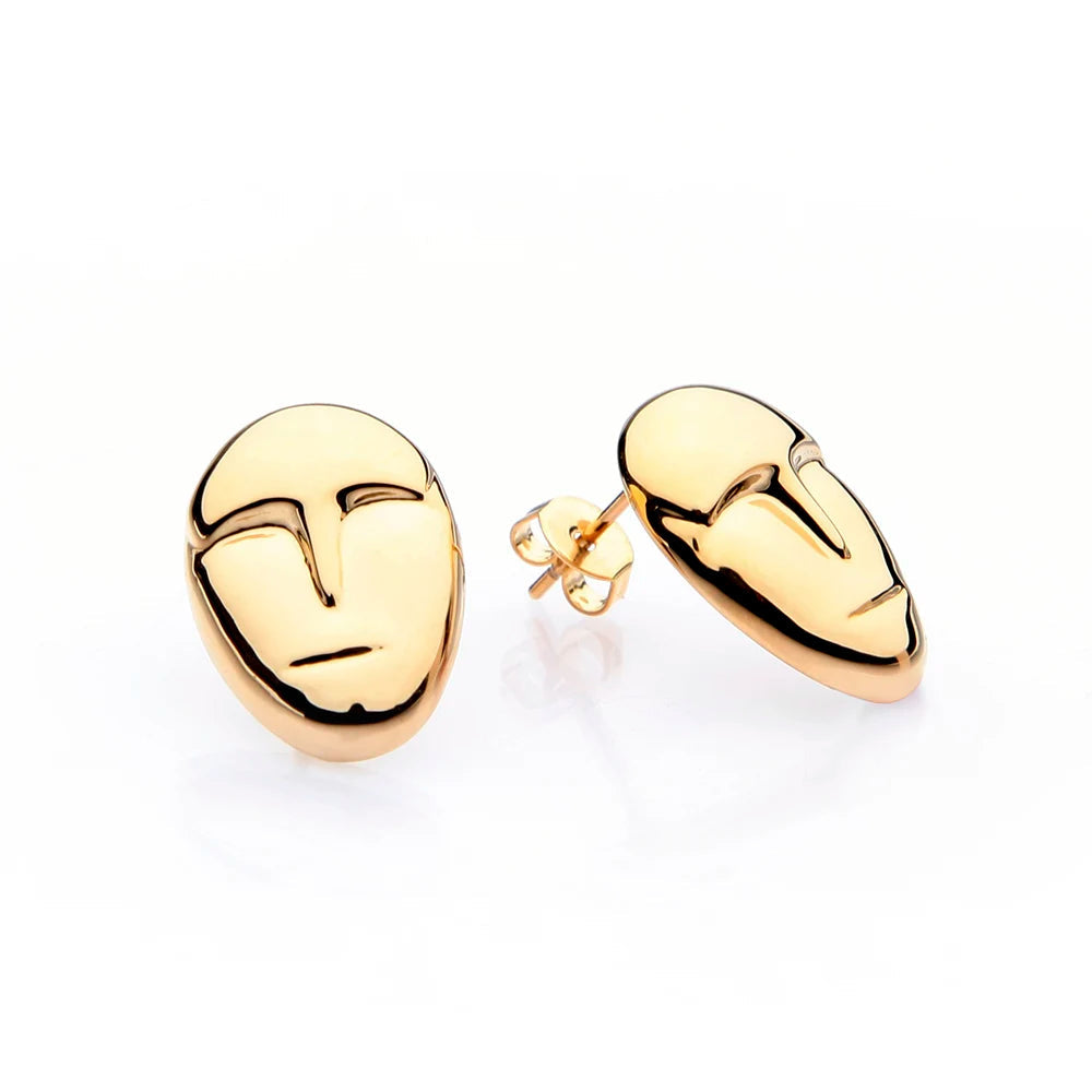 18K Gold Plated Face Style Earrings