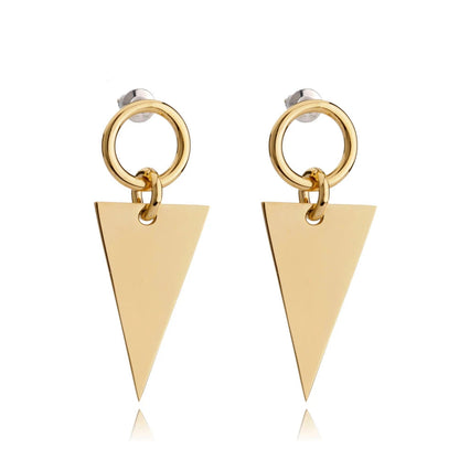 18k Gold Plated Stainless Steel Triangle Jacket Earrings