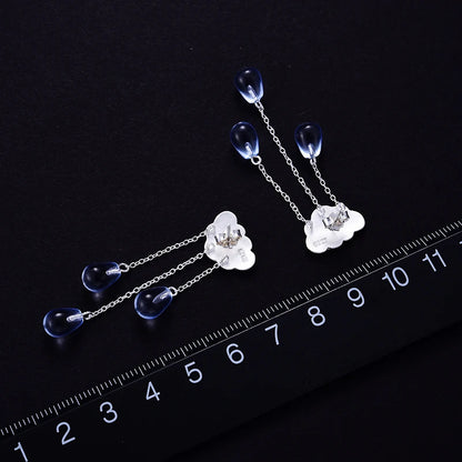 Silver Rainy Cloud Earrings Natural Crystal Gems
