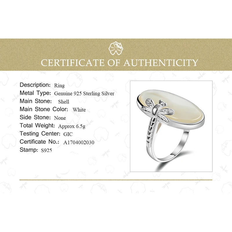 Silver Dragonfly  Sea Shell Ring