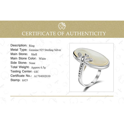 Silver Dragonfly  Sea Shell Ring