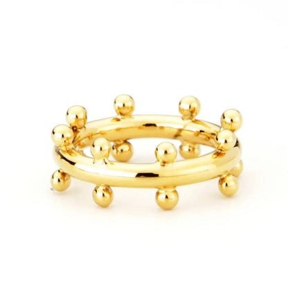 Double Row Ball Midi Ring – Gold Color 18K Plated Knuckle Ring
