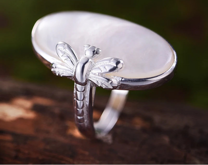 Silver Dragonfly  Sea Shell Ring