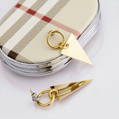 18k Gold Plated Stainless Steel Triangle Jacket Earrings
