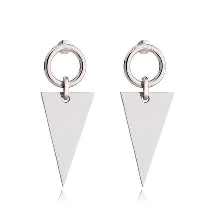 18k Gold Plated Stainless Steel Triangle Jacket Earrings