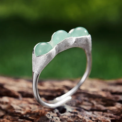 Silver Handmade Creative Pea Pods Design Ring