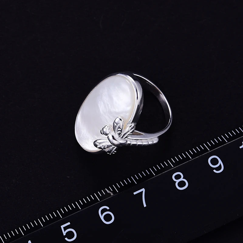 Silver Dragonfly  Sea Shell Ring