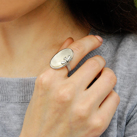 Silver Dragonfly  Sea Shell Ring