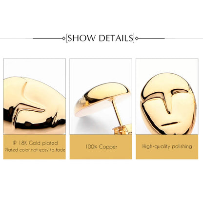 18K Gold Plated Face Style Earrings