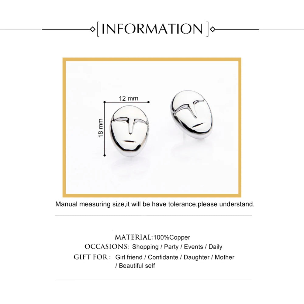 18K Gold Plated Face Style Earrings