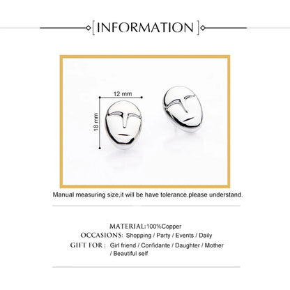 18K Gold Plated Face Style Earrings