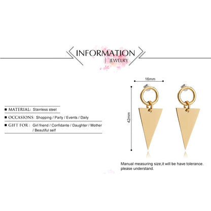 18k Gold Plated Stainless Steel Triangle Jacket Earrings