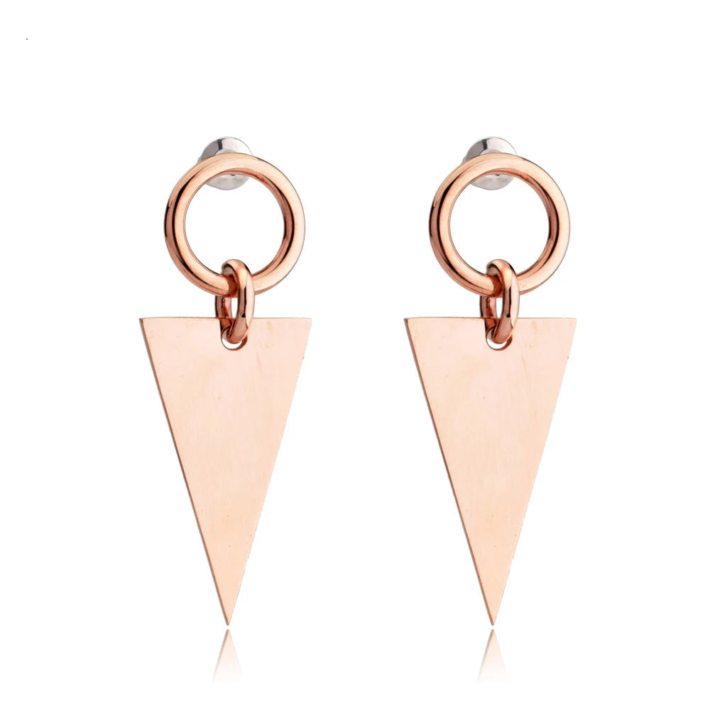18k Gold Plated Stainless Steel Triangle Jacket Earrings