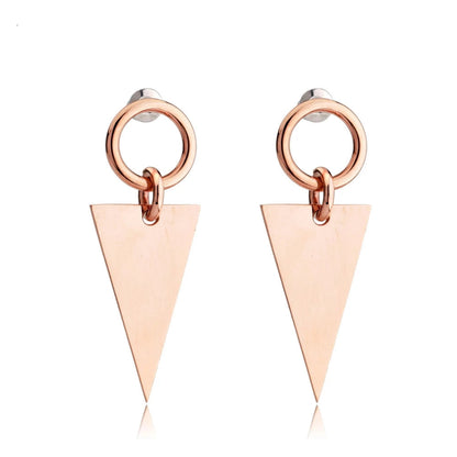 18k Gold Plated Stainless Steel Triangle Jacket Earrings