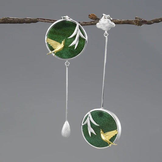 Silver Stone Drop Cloud, Water drop Earrings