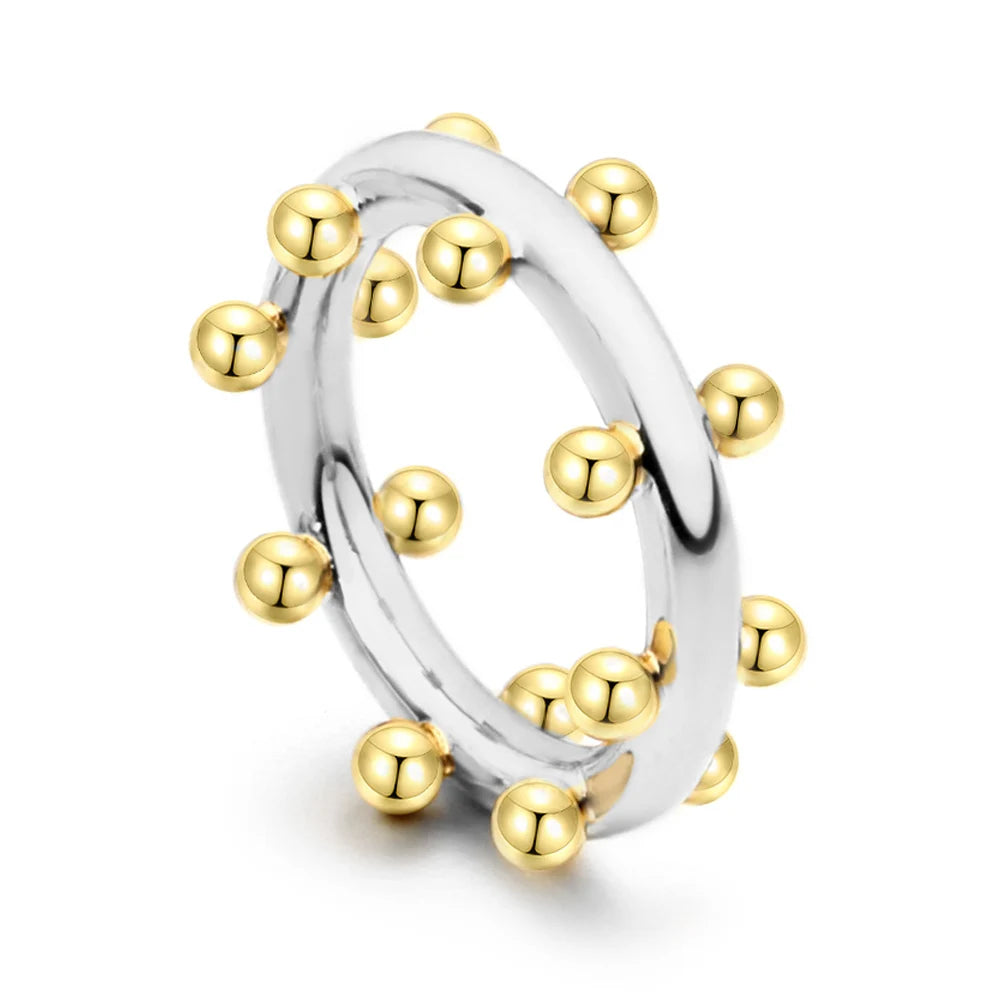 Double Row Ball Midi Ring – Gold Color 18K Plated Knuckle Ring