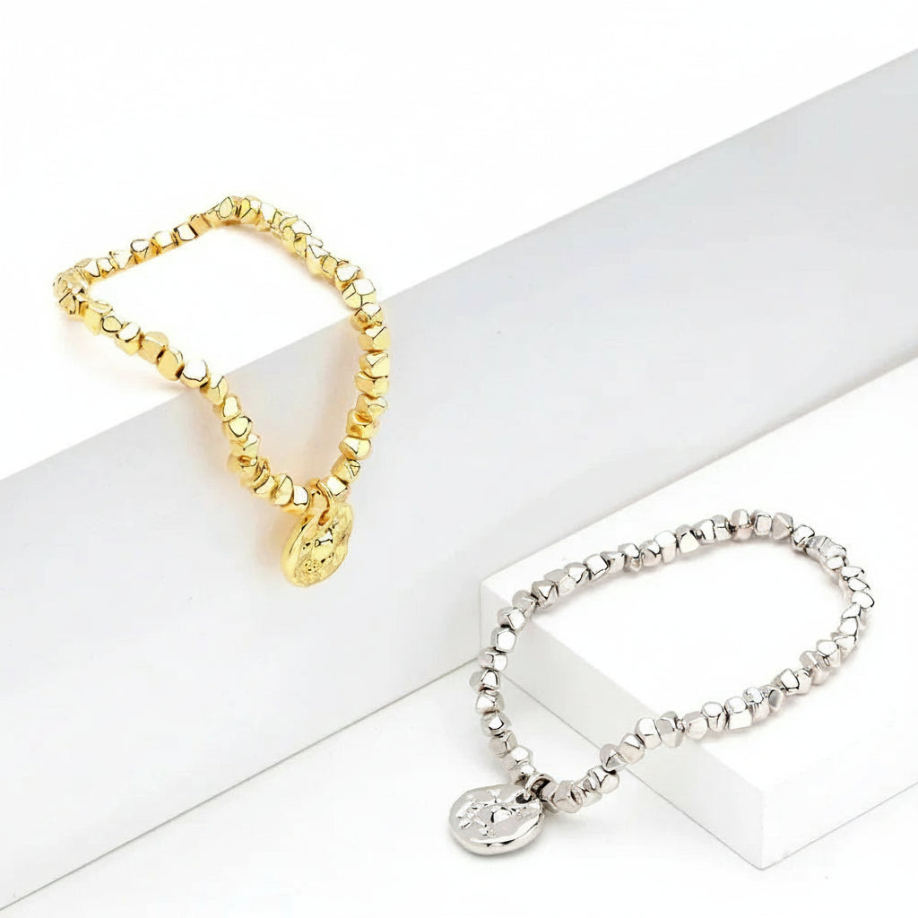 Crushed Golden Block Bracelet Femme Gold Color