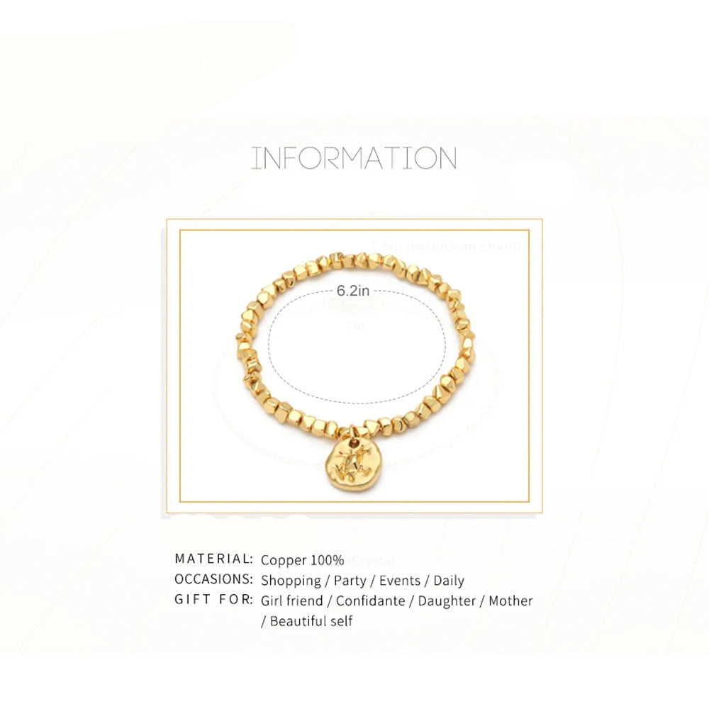 Crushed Golden Block Bracelet Femme Gold Color