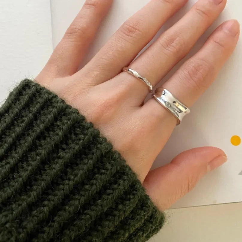 Silver Irregular Ring Statement Minimalist Ring