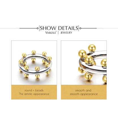 Double Row Ball Midi Ring – Gold Color 18K Plated Knuckle Ring