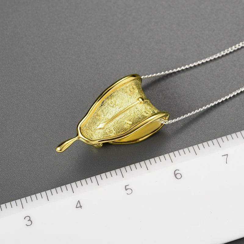 18K Gold Clock Number, 925 Sterling Silver Pendant Necklace