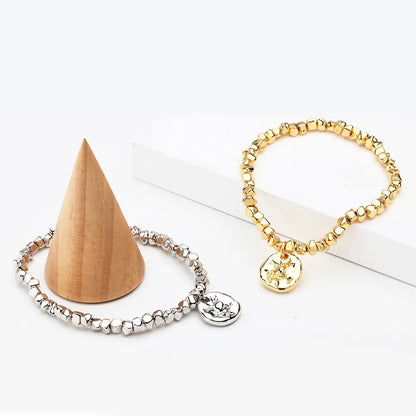 Crushed Golden Block Bracelet Femme Gold Color