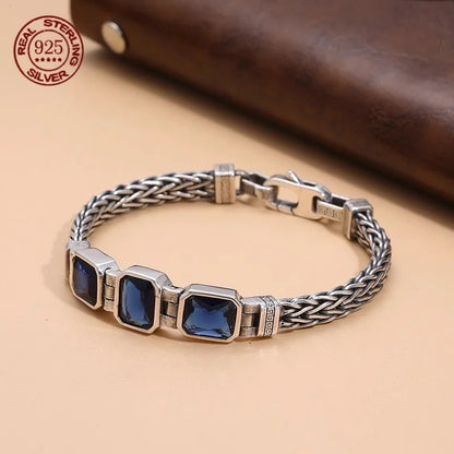 Silver Vintage Blue Crystal Gem Bracelet