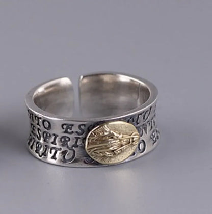 Silver Vintage the Virgin Mary Letter Ring