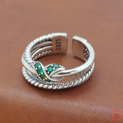 Adjustable Silver Multi-layer Winding Inlaid Zircon Ring