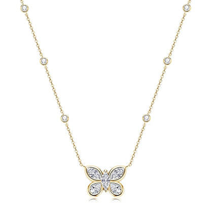 Silver Zircon Butterfly Necklace