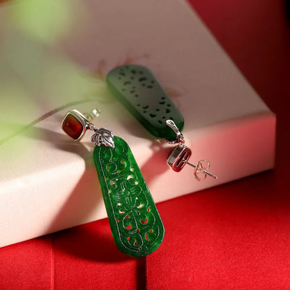 Silver Iron Dragon Lucky Cloud Shaped Earrings