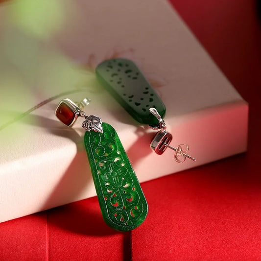 Silver Iron Dragon Lucky Cloud Shaped Earrings