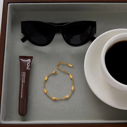 18K Gold Horse Eye Link Chain Bracelet Waterproof Stainless Steel