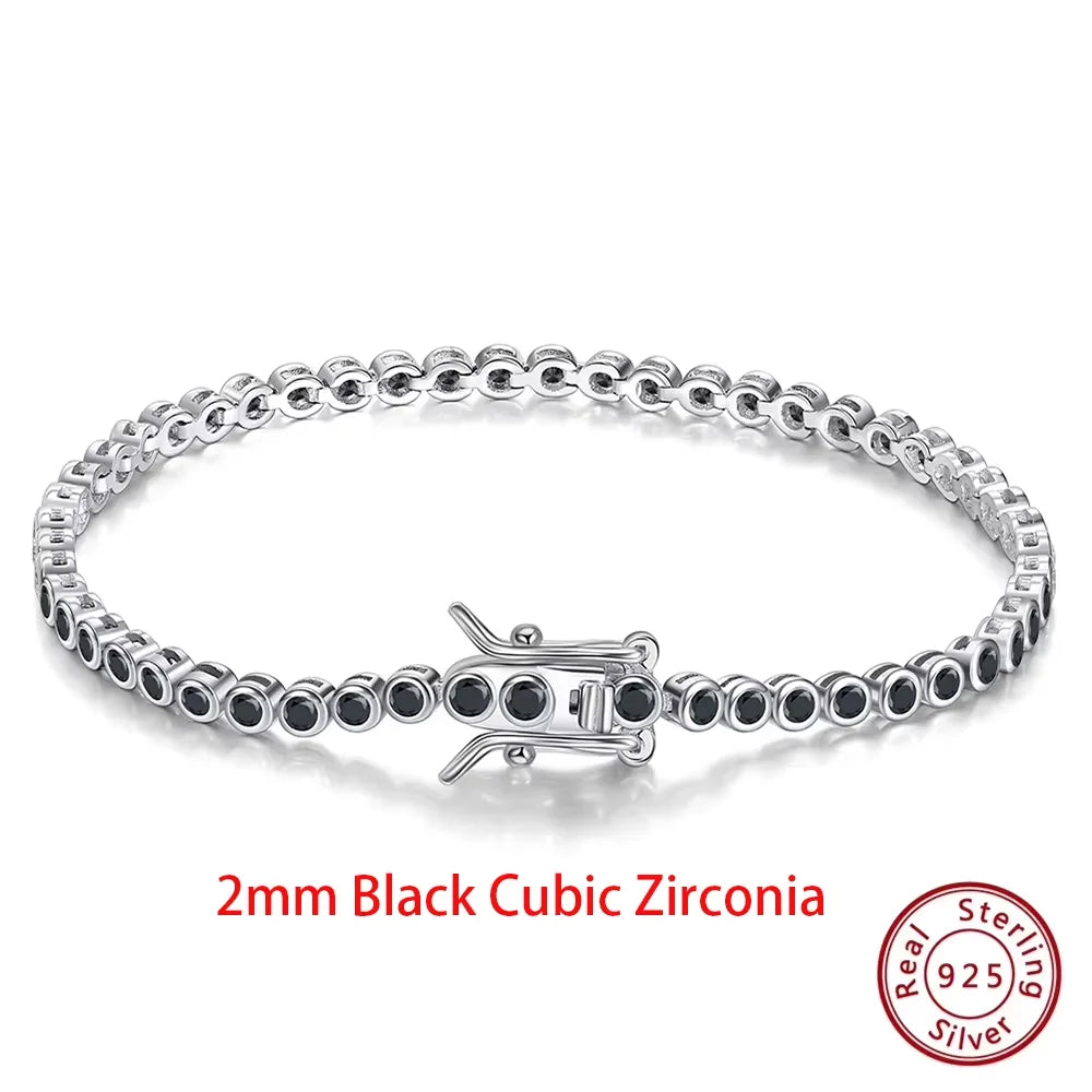 Silver Tennis Bracelet Clear Zirconia Chain Bracelet