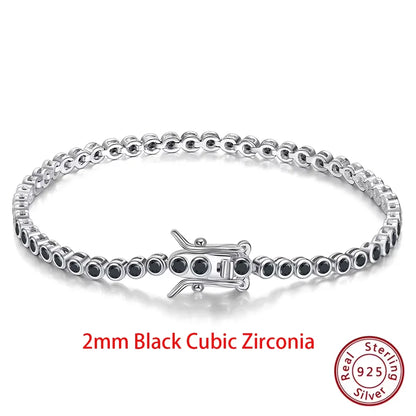 Silver Tennis Bracelet Clear Zirconia Chain Bracelet
