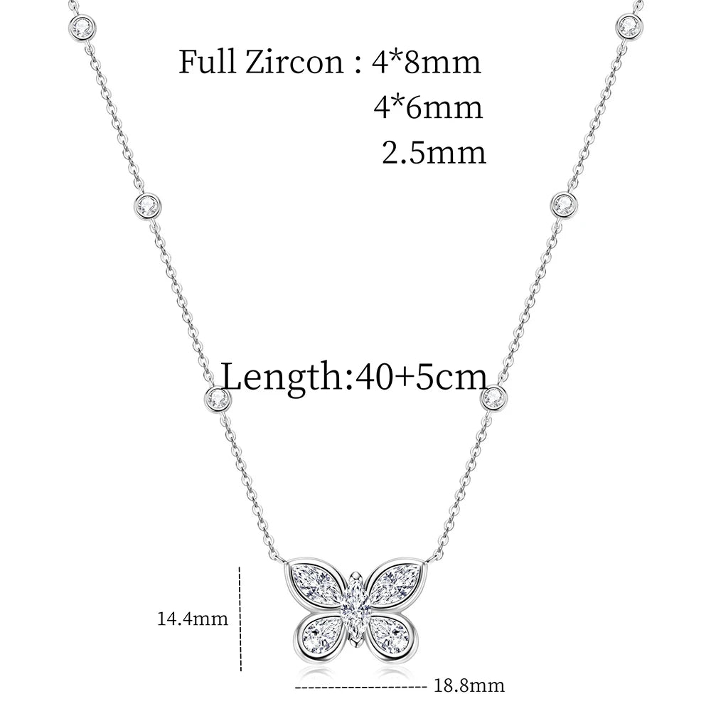Silver Zircon Butterfly Necklace
