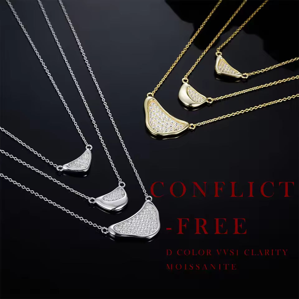 Moissanite Pendant Necklace 925 Sterling Silver, 18K Gold Plated