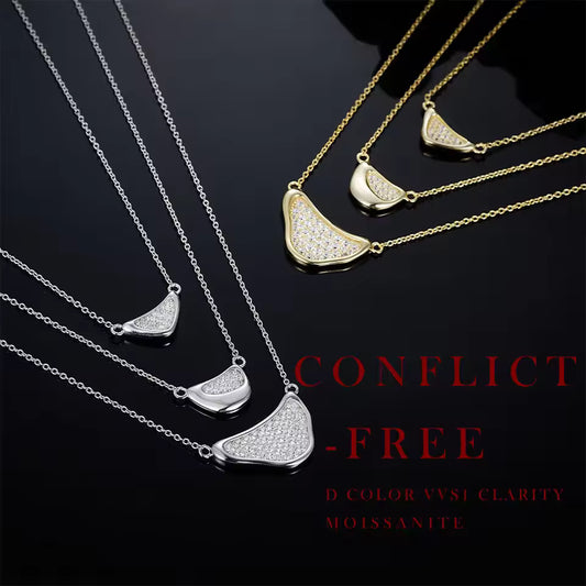 Moissanite Pendant Necklace 925 Sterling Silver, 18K Gold Plated