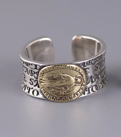 Silver Vintage the Virgin Mary Letter Ring